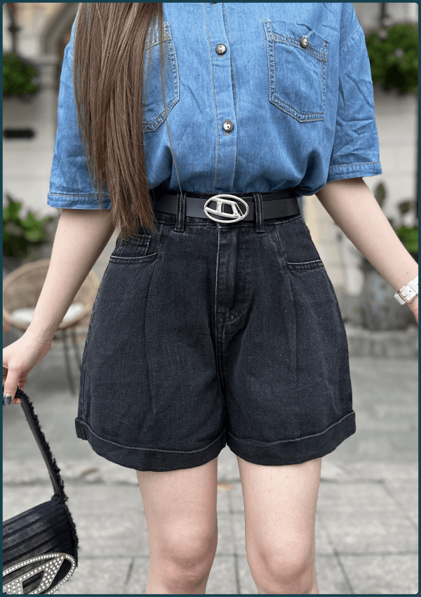 Quần short jeans nữ cạp thường lơ vê gấu - Q&C fashion - Hình ảnh 2