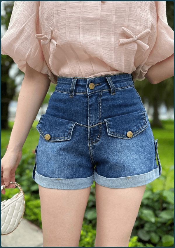 Quần short nữ ống rộng gập gấu - Q&C Fashion - Hình ảnh 2