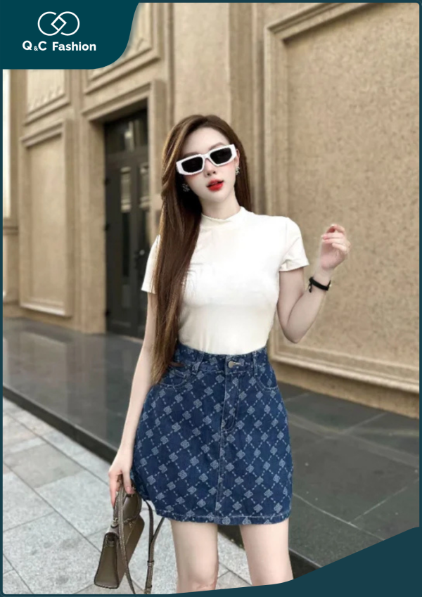 Chân Váy Jeans Nữ Co Giãn Nhẹ - Q&C Fashion