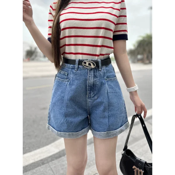 Quần short jeans nữ cạp thường lơ vê gấu - Q&C fashion - Hình ảnh 3