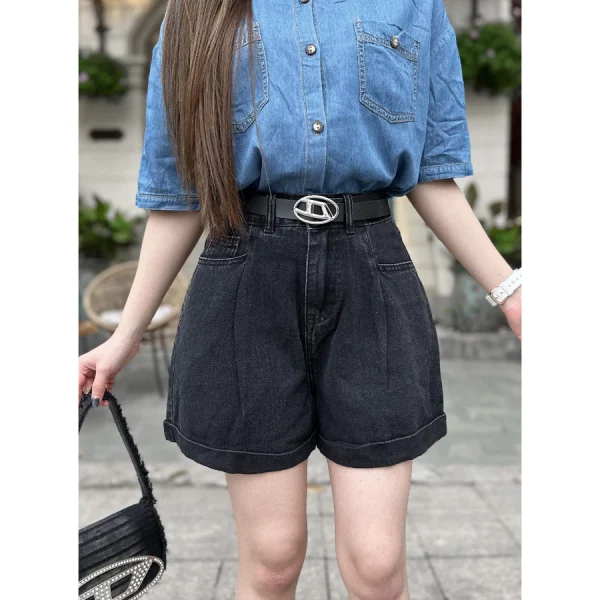 Quần short jeans nữ cạp thường lơ vê gấu - Q&C fashion - Hình ảnh 2