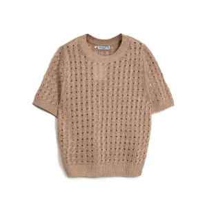 Áo len vặn thừng lỗ cộc tay nữ form rộng thời trang Hàn – Q&C fashion