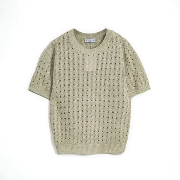 Áo len vặn thừng lỗ cộc tay nữ form rộng thời trang Hàn – Q&C fashion - Hình ảnh 2