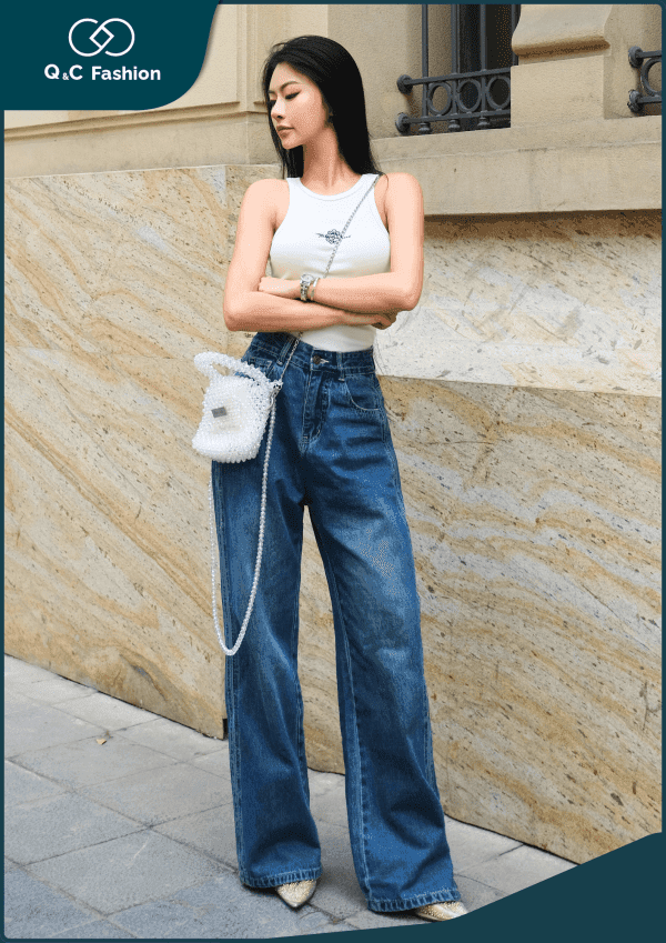 Quần Jeans Nữ Ống Suông Dáng Đứng Q&C Fashion