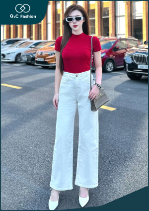Quần Jeans Nữ Ống Suông Dài Cạp Thường – Q&C Fashion