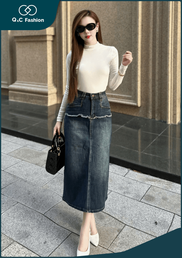 Chân Váy Jeans Nữ Dáng Chữ A - Q&C fashion