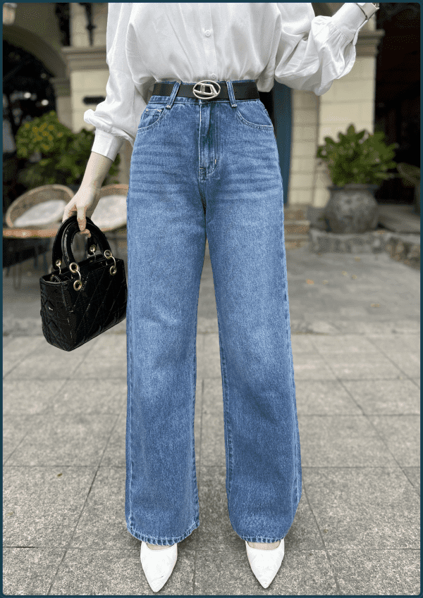 Quần Jeans Nữ Ống Suông Cạp Thường - Q&C Fashion - Hình ảnh 2