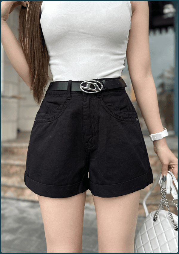 Quần Short Nữ Jean Cá Tính Trang Trí Cá Miệng Túi - Q&C Fashion - Hình ảnh 2