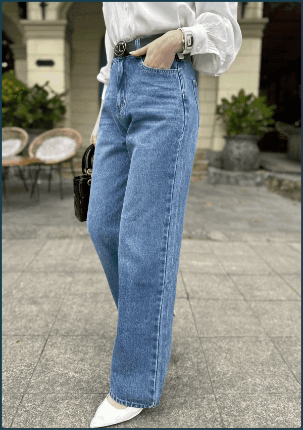 Quần Jeans Nữ Ống Suông Cạp Thường - Q&C Fashion - Hình ảnh 3