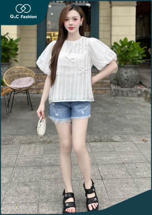 Áo Babydoll Nữ Gắn Nơ - Q&C fashion
