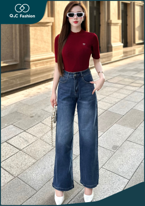 Quần Jeans Nữ Ống Suông Đứng Cạp Thường – Q&C Fashion