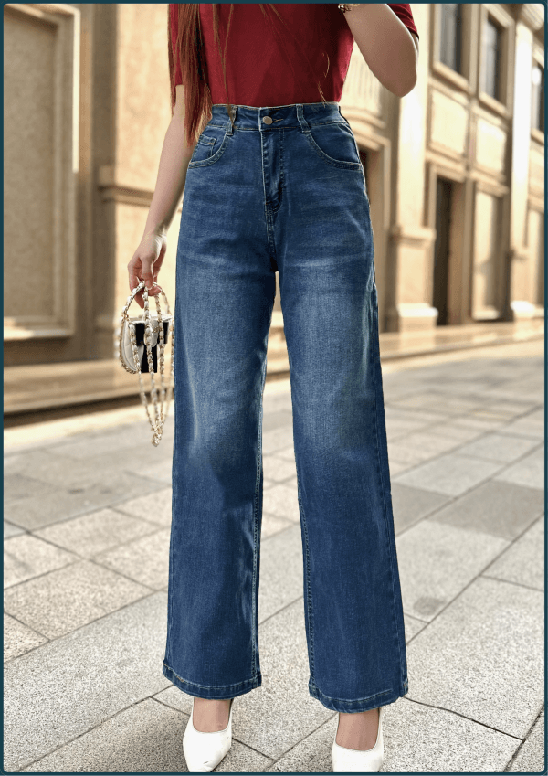 Quần Jeans Nữ Ống Suông Đứng Cạp Thường – Q&C Fashion - Hình ảnh 2