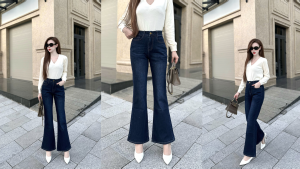 Sơ mi trắng + quần ống loe