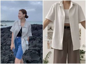 Mặc áo sơ mi trắng như một chiếc áo khoác ngoài - Cách Phối Đồ Với Áo Sơ Mi Trắng Nữ