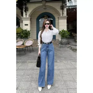 Quần Jeans Nữ Ống Suông Cạp Thường - Q&C Fashion