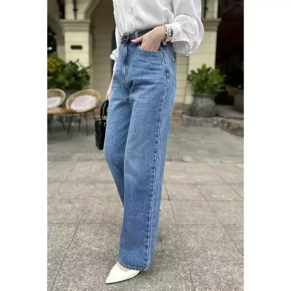 Quần Jeans Nữ Ống Suông Cạp Thường - Q&C Fashion - Hình ảnh 3