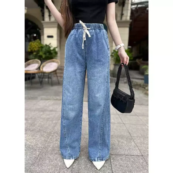 Quần Jeans Nữ Ống Suông Cạp Chun Lưng Chun - Q&C Fashion - Hình ảnh 4