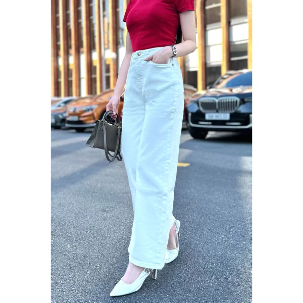 Quần Jeans Nữ Ống Suông Dài Cạp Thường – Q&C Fashion - Hình ảnh 3