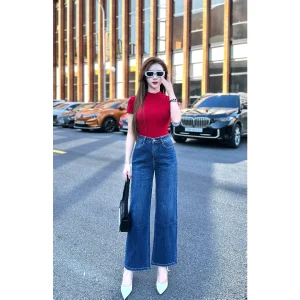 Quần Jeans Nữ Ống Suông Dài Cạp Thường – Q&C Fashion
