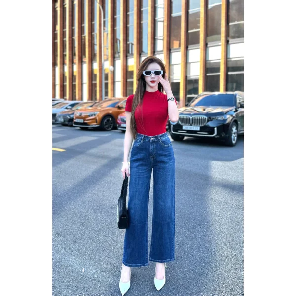 Quần Jeans Nữ Ống Suông Dài Cạp Thường – Q&C Fashion