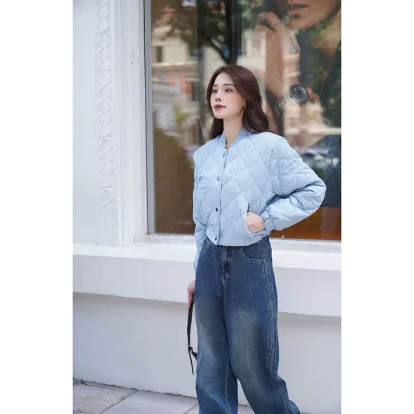 Áo Khoác Nữ Dáng Ngắn Cổ Tàu - Q&C fashion - Hình ảnh 2