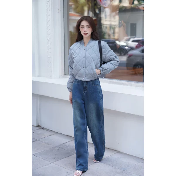 Áo Khoác Nữ Dáng Ngắn Cổ Tàu - Q&C fashion - Hình ảnh 3