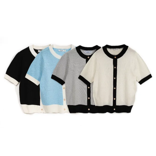 Áo Cardigan Nữ Ngắn Tay Rửa Lỗ - Q&C fashion - Hình ảnh 2