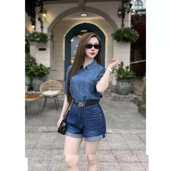 Quần Short Nữ Jean Cá Tính Trang Trí Cá Miệng Túi - Q&C Fashion