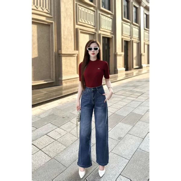 Quần Jeans Nữ Ống Suông Đứng Cạp Thường – Q&C Fashion - Hình ảnh 3