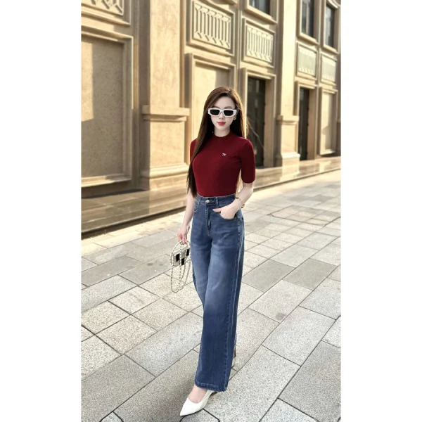 Quần Jeans Nữ Ống Suông Đứng Cạp Thường – Q&C Fashion - Hình ảnh 4