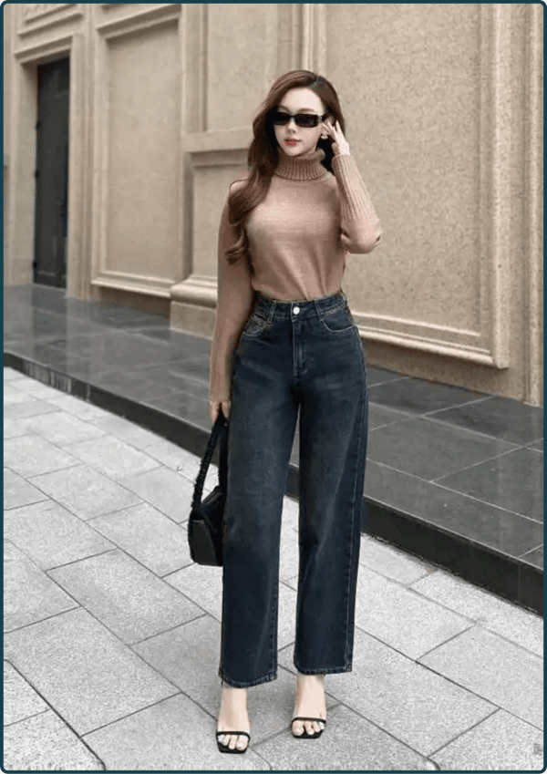 Áo Len Cổ Cao Nữ Dài Tay Giữ Ấm Form Rộng Basic Mềm Mịn - Hình ảnh 2