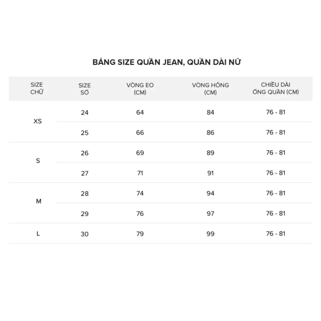Bảng Size Quần Jean Nữ: Hướng Dẫn Chi Tiết & Cách Chọn Chuẩn Nhất 22 anh bang size