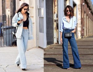 Cá tính với áo croptop + quần jean ống rộng