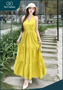 Váy Maxi Buộc Cổ Chéo – Q&C Fashion